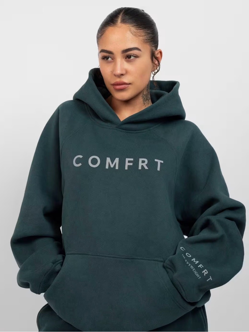 COMFRT Heavyweight Hooded Sweatshirt in Deep Teal